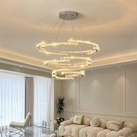 Lustre circulaire moderne minimaliste nordique en cristal pour salon et salle à manger, lustre de luxe créatif américain pour cuisine