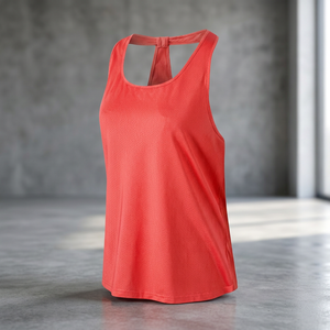 Women's <b>Red</b> Sleeveless Short <b>Tank</b> <b>Top</b> Scoop Neck Knitted Breathable Eco-Friendly Quick Dry Solid Color Casual Front Logo - Product Image 3