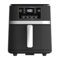 Friteuse à air numérique visible 5/6L avec panier antiadhésif, fonctions de cuisson multiples, pour friture sans huile, rôtissage, déshydratation, réchauffage