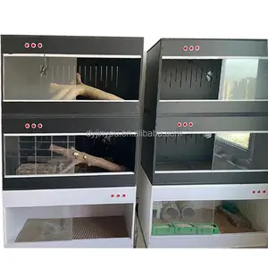 PVC màu đen và trắng vật nuôi tàu sân bay bò sát nhà bò sát cửa kính container bóng BOA râu rồng nồi lưới chăn nuôi hộp