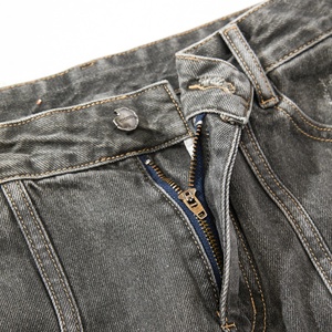 Pantalones Vaqueros de Mezclilla de Verano, Estilo Urbano y Moderno, Tejido de Punto, Transpirables, Corte Recto, Pierna Ancha, Holgados, Rotos - Product Image 4