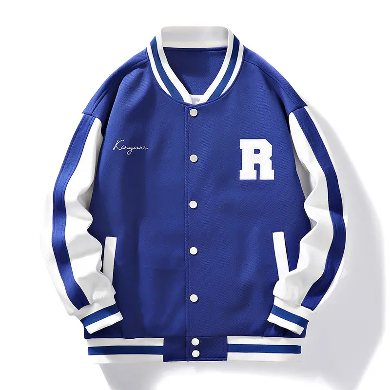 High Quality New Design Mens Jacket Varsity Customized Klein Blue Jacket Oversized College Stylish Baseball Clothing