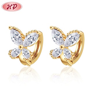 Pendientes de Mariposa con Circonita Cúbica AAA y Baño de Oro de 18K, Modernos y a la Moda, para Niñas, Joyería para Bodas, Gran Venta - Product Image 1