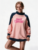 Sweat-shirt à col montant pour femme, ourlet allongé, patch personnalisé, logo brodé, pull décontracté pour l'extérieur