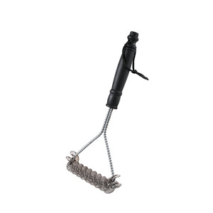 Three Sided Stainless Steel Grill <b>Brush</b> With Curly Bristle <b>Wire</b> Ring For BBQ Cleaning Durable Design Silver Color - Product Image 2