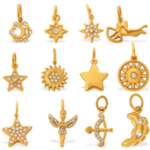 จี้ห้อยคอ สร้อยข้อมือ แฟชั่น สแตนเลสสตีล 316L ชุบทอง 14k 18k ไม่หมอง พร้อมจี้รูปพระอาทิตย์ ดวงดาว และพระจันทร์ สำหรับทำเครื่องประดับ - Product Image 5