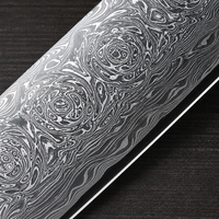 Couteau de Chef Nakiri à Motif Damas, Manche en Bois Foncé, Lame en Acier Inoxydable, Anneau Rouge, Conception Ambidextre, Compatible Lave-Vaisselle pour la Maison
