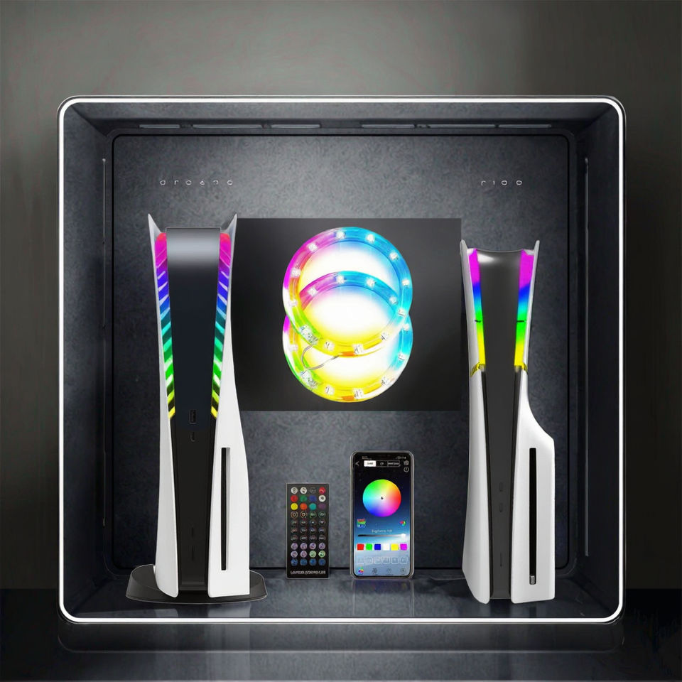 Ps5 Rgb DIY RGB LED Light Strip Kit with IR Remote for P//S5 Slim 8 Colors ...