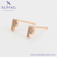A00898006 Joyería Xuping al por Mayor, Pendientes Personalizados con Letras P, W, X Chapados en Oro de 18K, Pendientes de Circonia, Regalos de Joyería