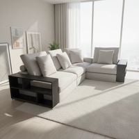 Modernes Weißes Leinen-Ecksofa-Set Minimalistisches Modulares Design Holz für Wohnzimmer-Möbelset