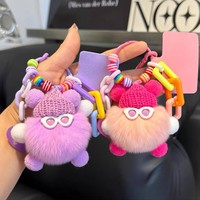 Porte-clés pendentif mignon en peluche 'Petit Boule de Charbon', style Art Moderne exquis, écologique, accessoire DIY pour sac et sac à dos, populaire auprès des influenceurs