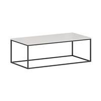 Table basse moderne et durable avec plateau en MFC et structure en métal, idéale pour le salon et le bureau à domicile