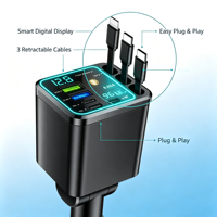 Chargeur de voiture Astree avec garantie de 3 ans, stabilisation du signal, câble Type C, charge rapide PD, affichage numérique, pour voitures