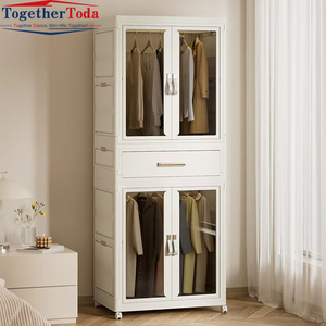 Armoire de rangement multi-niveaux convertible moderne grande capacité avec roulettes pour chambre à coucher et salon - Product Image 4