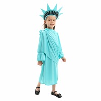 Conjunto de disfraz de la Estatua de la Libertad para niños, disfraz de cosplay, disfraz para actuaciones, antorcha azul incluida