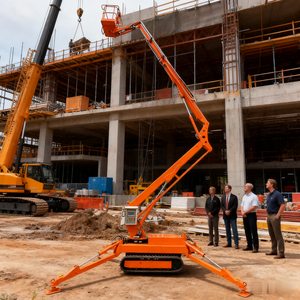 Automatic Towable Boom Lift Crawler Tracked Spider Cherry Picker Aerial Work Platform Construction Lift Pull Lift <b>Basket</b> Cable - Product Image 5