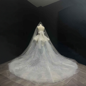 Vestido de Novia Moderno NT78 Princesa Halter con Volantes, Apliques Florales de Cristal, Cola Capilla de Encaje, Azul para Fiesta - Product Image 2