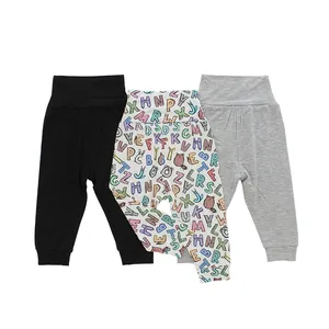 Comfortable Elastic Long Pants for Kids Solid Color and Custom Print Exquisite Workmanship Toddler Pants