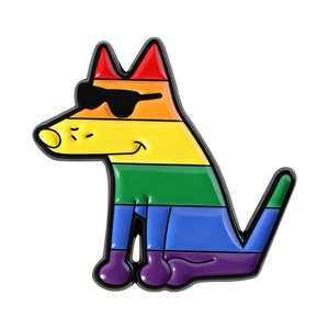 Broches en émail pour <span class=keywords><strong>chien</strong></span>, thème Fierté LGBT, style dessin animé cool, avec motifs Chiot amusant avec lunettes de soleil, Arc-en-ciel, Rosie puissante, et motifs animaux mignons - Product Image 5