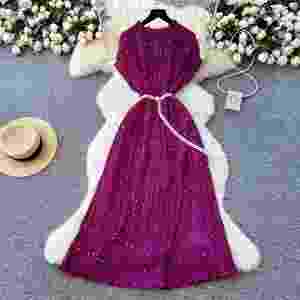 Vestido Midi Plisado con Cuentas y Encaje Estilo Túnica Romana para Mujer, Verano 2025 - Product Image 2