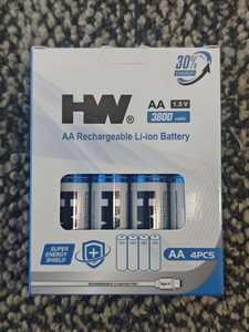 USB-C 충전식 AA 14500 리튬 이온 배터리 4개입 팩, 1.5V 정전압 출력 3800mWh - Product Image 3