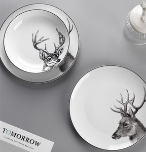 Estilo nórdico de porcelana vajilla de cerámica tazón alce platos plato de vajilla juegos - Product Image 3