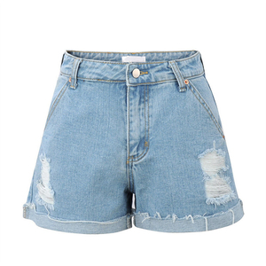 Custom Low MOQ Vintage Embroidered Jeans High Waisted Denim <strong>Shorts</strong> Jean for Women