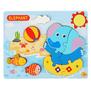 Cubos mágicos de Educación Temprana de 2 a 4 años, rompecabezas 3D de escena de animales con forma de Color, juguetes intelectuales de madera cognitiva - Product Image 1