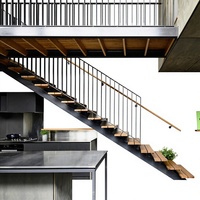 Escalier droit en acier et bois sur mesure pour usage domestique dans les villas duplex et les lofts