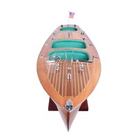 Modelo de Barco de Lujo de Madera de Cedro Pintado a Escala, Hecho a Mano, Chris Craft Triple Cockpit Speed Boat L80, Decoración Náutica Vintage