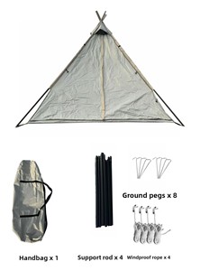 Tenda da <span class=keywords><strong>Campeggio</strong></span> a Piramide Indiana per Esterni, Quattro Stagioni, Impermeabile, Parasole Anti-UV, in Tessuto Oxford 210D Rivestito in Argento, Monostrato - Product Image 5