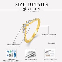 Vente en gros de bagues fines plaquées or 18 carats en argent sterling 925 avec zircone cubique, bande incurvée en forme de V, fournisseur de bijoux