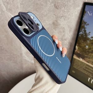 Funda Magnética para Teléfono con Textura de Fibra de Carbono para PC, Cubierta para Lente de Cámara, Soporte Oculto, Antigolpes, para iPhone 17 Pro Max - Product Image 3