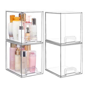 7.6 "tinggi 2 pak jelas Stackable <span class=keywords><strong>Organizer</strong></span> laci untuk <span class=keywords><strong>Makeup</strong></span> kamar mandi meja penyimpanan laci - Product Image 1