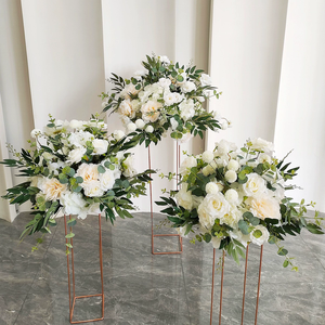Arreglo Floral de Rosas Grandes de 50 cm, 60 cm, 70 cm, 80 cm, Centros de Mesa para Bodas, Bola de Flores Artificiales de Seda Blanca y Verde - Product Image 1