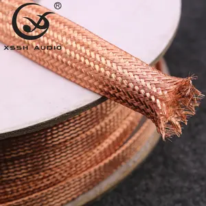 DIY OEM HIFI Pure Copper Shielding Sleeve 2mm -30mm Flat Size Braided Zipper Cable Sleeve Braided Shield Wire Line Sleeving Tube