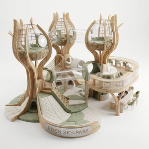 Parque Infantil Interior de Lujo Ecológico <span class=keywords><strong>Eden</strong></span> Sky-<span class=keywords><strong>Park</strong></span> de Gran Escala con Cafetería Integrada y Estructuras de Casas de Árbol para Resorts - Product Image 1