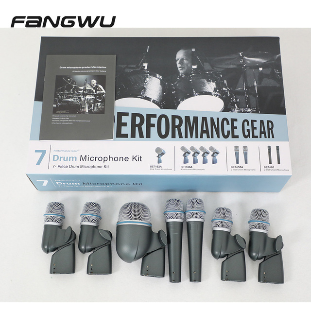 Kick Bass Tom Snare Cymbals Drum Microphone Set Drum Microphone Kit Musical Instrument 7 Pcs Mic
