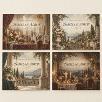 Carte de mariage vintage style Renaissance, peinture à l'huile classique, papeterie de mariage avec enveloppe et carte d'insertion détaillée