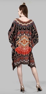 Robe longue caftan africaine en viscose pour femme, coupe décontractée, kimono, tunique, poncho, finition soyeuse, style bohème, pour les vacances, la maison ou les loisirs - Product Image 3