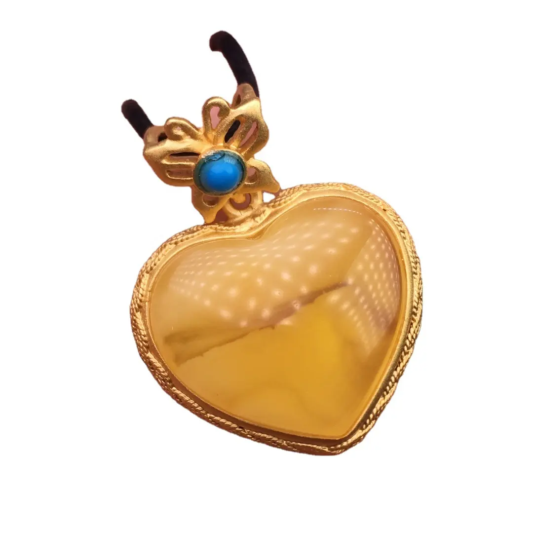 Blue corundum Amber pendant/gold plated pendant/Heart-shaped pendant