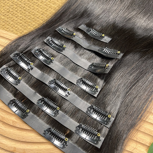 Bán buôn clip trong phần mở rộng tóc Brazil Remy tóc con người thẳng liền mạch clip trong phần mở rộng tóc người - Product Image 2