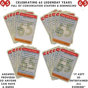 GoForItGames.com Cartes de quiz pour le 65e anniversaire - Cartes en PVC divertissantes, 3 réponses par question, 2 joueurs, personnalisables pour le plaisir - Product Image 2
