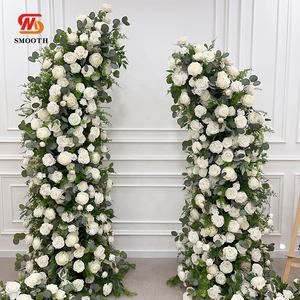 SMOOTH Elegant <b>White</b> Green Flower Arrangement <b>Runner</b> Stage Aisle Flower Decoration Artificial Silk Rose Flower Row - Product Image 2