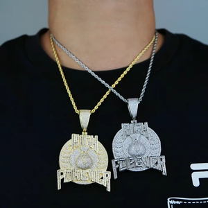 Collier Hip Hop Tendance « Rich Forever » avec Pendentif Bling Zircon, Style <span class=keywords><strong>Rappeur</strong></span>, Bijoux Iced Out, Compatible avec Chaîne Cubaine - Product Image 1