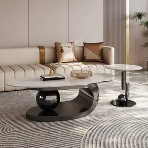 High Quality Black Metal Center Marble Table Coffee Table For Living Rooms