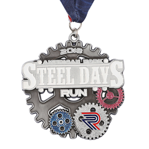 Médaille de demi-marathon personnalisée, souvenir du parcours, design mignon de dinosaure, médaille en métal plaqué or - Product Image 6