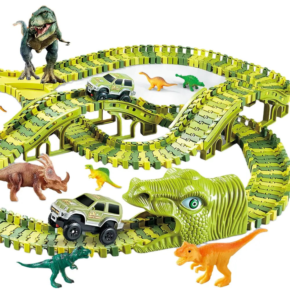 Игрушечный поезд-динозавр, электрический трек динозавра «сделай сам», игрушечный автомобиль, трек-блок, игрушка для сборки сцены