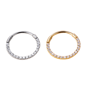 ASTM-anillos de titanio F136 GZN, clips de pasador con bisagras, pendientes de círculo de Nariz de segmento de aro con CZ, joyería para Piercing en los lados - Product Image 4