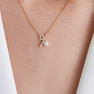 100% <span class=keywords><strong>amor</strong></span> S925 plata esterlina <span class=keywords><strong>porcentaje</strong></span> símbolo collar femenino nicho diseño Premium sensación cuentas perla clavícula cadena - Product Image 2